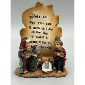 Nativity Scene Bible Verse Luke 2:11 Figurine Baby Jesus 3 Kings K’s Collection